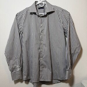 Danini Contemporary Mens Dress Shirt 16.5 42 Navy Check Long Sleeve Button Up